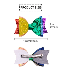 Fermaglio per capelli con glitter arcobaleno per bambine con clip a coccodrillo da 7,7cm