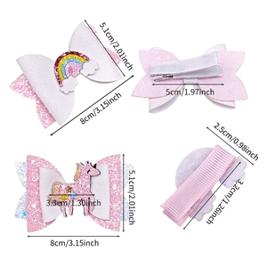 Lot de barrettes à paillettes arc-en-ciel et licorne avec cuir PU et dimensions