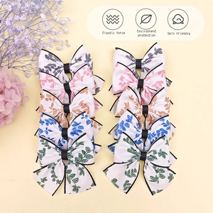 Pince à Cheveux Nœud en Tissu Imprimé à la Main Avec Motif de Feuilles Vertes Douces Filles Pince à Bec de Canard Coiffe Florale