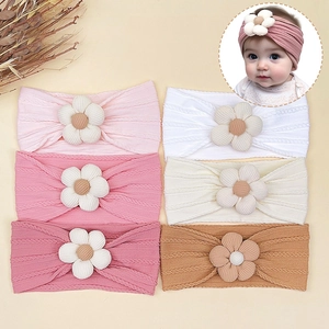 Bandeaux bébé tricotés détaillés avec fleurs 3D, lot de 6 pièces pour séances photo nouveau-né