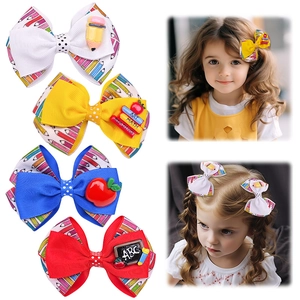 Nœuds pour Cheveux Rentrée Scolaire pour Filles Ruban en Polyester Accessoires en Résine Crayon Fait à la Main Style Preppy Doux