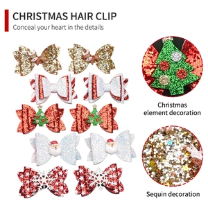 10er-Set Weihnachts-Glitzer-Haarspangen mit Rentier-, Weihnachtsmann- und Baummotiven