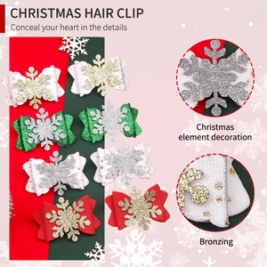Barrettes à cheveux de Noël pour filles avec motifs flocons pailletés et dorure