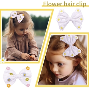 Barrettes à cheveux nœud en dentelle et marguerites pour filles style princesse doux