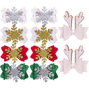 Lot de barrettes de Noël avec nœuds à flocons et bois de renne pour petites filles