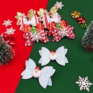 Weihnachts-Glitzer-Haarspangen Set mit Weihnachtsmann- und Schneeflocken-Motiven