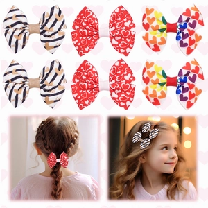 Fermagli per Capelli con Fiocco a Cuore per San Valentino Bambini Nastro Grosgrain Zebra Arcobaleno Accessori per Capelli Neonata