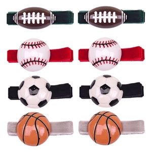 Set de 8 pinzas para el pelo con temática deportiva con balones de fútbol, béisbol y baloncesto