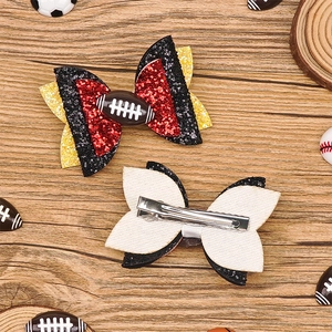 Nœud papillon à paillettes thème football américain avec pince crocodile en métal