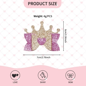 Glitter crown bow hair clip for girls with size dimensions 7x6cm and 4g weight detail