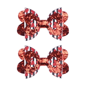 Détails des nœuds à cheveux pour filles avec paillettes et motifs de cœur