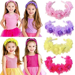 Kids Flower Headband Simulation Rose Floral Hair Band For Girls Dance Wedding Party Sweet Hair Accessories Headwear