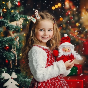 Glitter reindeer antler hair clips for girls with pink sequins and festive Christmas bow