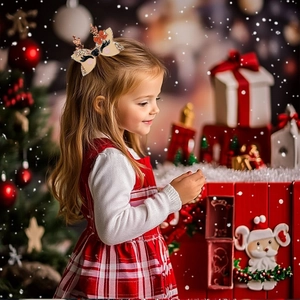 Christmas reindeer bow hair clip for girls with sequins and cute reindeer antlers decoration