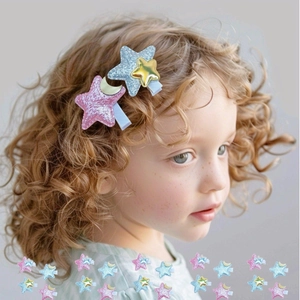 Cute Glitter Star Moon Hair Clips For Kids Girls Sweet Princess Five-Pointed Star Hair Pins Handmade Hair Accessories