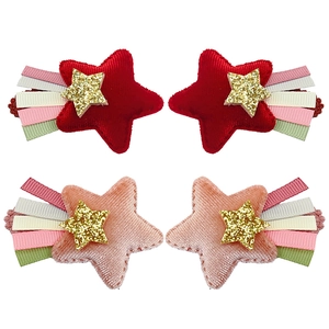 Lot de barrettes étoile pour filles avec étoiles en velours rouge et rose et franges