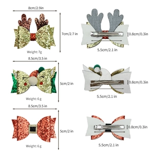 Christmas reindeer and santa hair clips set with dimensions and weight specs