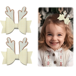Pinzas para el Cabello de Navidad Con Astas de Reno y Lazo para Niñas Horquillas de Lentejuelas Con Lunares Accesorios de Fiesta