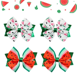 Lot de 4 mignonnes barrettes pastèque avec paillettes pour filles et fêtes d'été