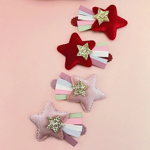 Lot de barrettes pour filles avec étoiles floquées et rubans colorés à glands