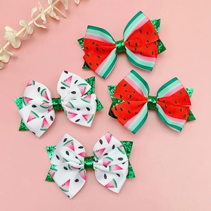 Lot de barrettes nœud pastèque avec paillettes et motifs de fruits pour filles