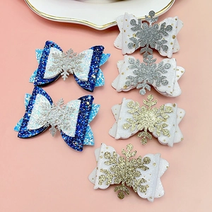 6er-Set Weihnachts-Haarspangen mit Schneeflocken und Glitzerschleifen für Mädchen