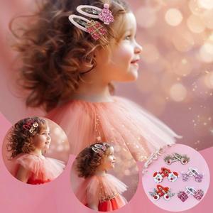 Mädchen Weihnachten Cartoon BB Haarklammern Weihnachtsmann Rentier Form Festliche Glitzer Stoff Haarnadeln Für Kinder Party Zubehör