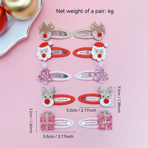 Kinder Weihnachten Haarspangen Set mit Weihnachtsmann Rentier und Glitzer Tannenbäumen