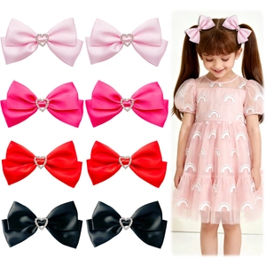 Satijnen Strik Haarclips Met Hart Strass Zoet Handgemaakt Haarspelden Voor Meisjes Kinderen Prinsessenstijl Decoratieve Haaraccessoires