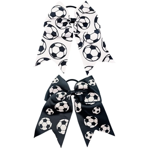 Lot de nœuds de pom-pom girl à motif football avec élastiques pour cheveux filles