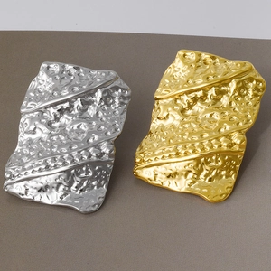 Minimalist geometric 18K gold and silver stainless steel earrings with textured surface