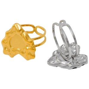 Lava liquid style heart-shaped open rings in gold and silver stainless steel