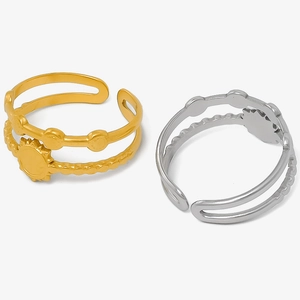 Minimalist 304 stainless steel double layer sun ring in gold and silver finish