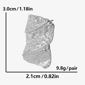 Detailed size specifications for silver geometric earrings in 304 stainless steel