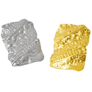 Minimalist 304 stainless steel geometric stud earrings with irregular 18K gold hammered texture