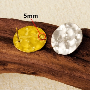 304 Stainless steel oval wrinkled earrings with hammered texture in gold and silver
