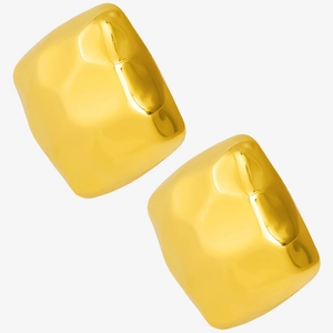Detailed close-up of gold 304 stainless steel earrings with irregular molten texture