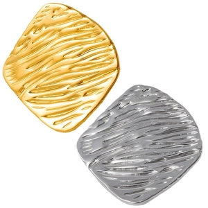 304 stainless steel square earrings with diamond texture and 18k gold plating finish