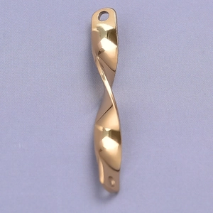 Polished gold 304 stainless steel long spiral twist pendant with a round top hanging hole