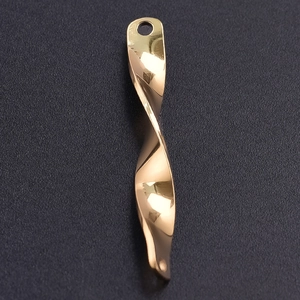 Polished gold 304 stainless steel twisted spiral pendant for DIY necklace making
