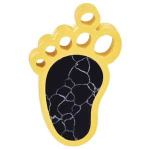 Detailed view of 304 stainless steel gold paw pendant with black stone marble inlay