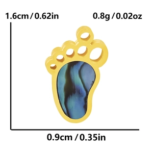 Detailed dimensions of 304 stainless steel paw pendant with colorful shell inlay