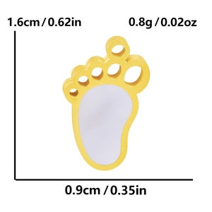 Detailed dimensions of 304 stainless steel gold paw charm showing size 1.6cm by 0.9cm