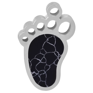 Macro detail of 304 stainless steel paw pendant with marble stone inlay accessory