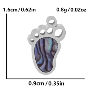 304 stainless steel paw pendant with abalone shell inlay showing 1.6cm height measurement