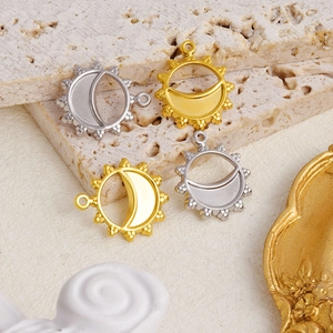 Detail of 304 stainless steel celestial sun moon charms for DIY necklace jewelry making