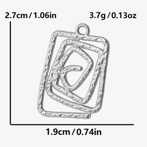 Spécifications de taille du pendentif rectangulaire en acier 304 à texture spirale