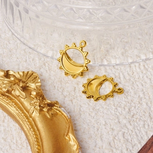 Minimalist gold stainless steel irregular hollow sun moon charms for DIY jewelry design