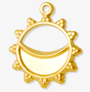 Macro view of a 304 stainless steel irregular sun and moon pendant with hollow design