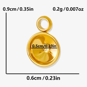 Makroaufnahme der 304 Edelstahl-Anhängeröse in Gold mit Maßen von 0,9cm Höhe und 0,5cm Durchmesser